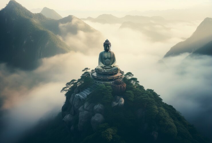 3d-rendering-buddha-statue-against-sky
