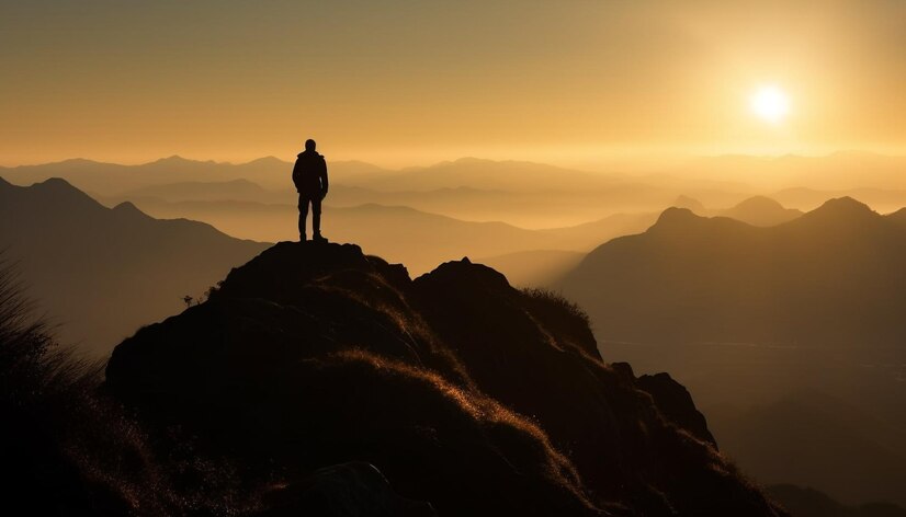 standing-cliff-backpack-admiring-mountain